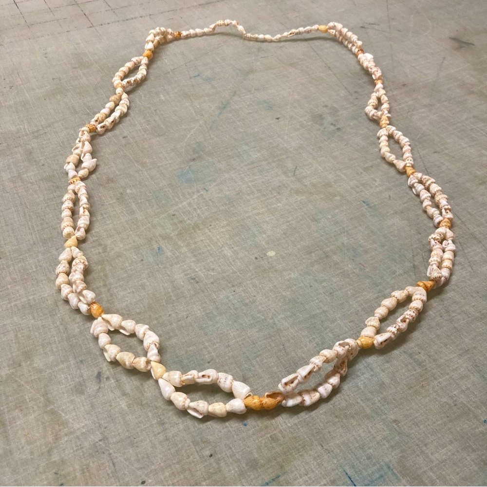 Vintage Tiny shell necklace 38” no clasp Hand Crafted
